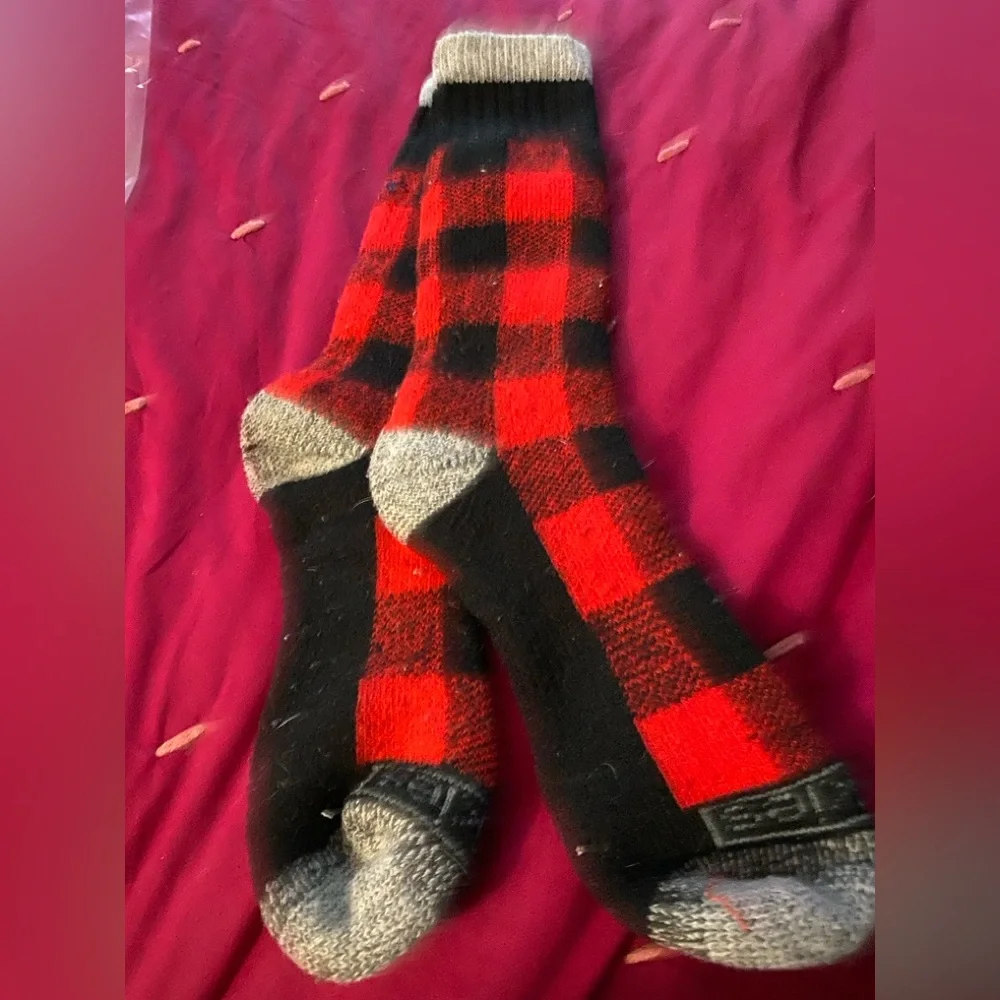 Plaid Red and Black Super Warm Socks / Slippers